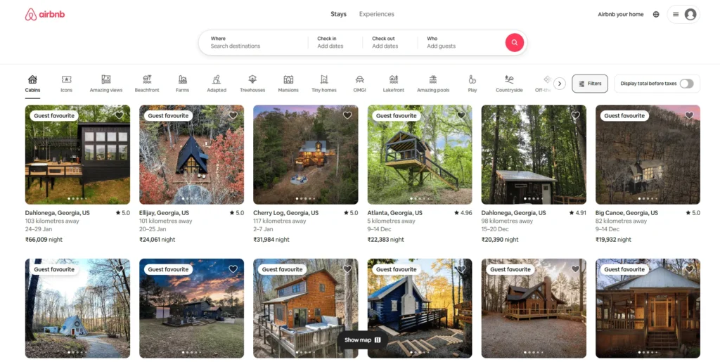 Airbnb website design