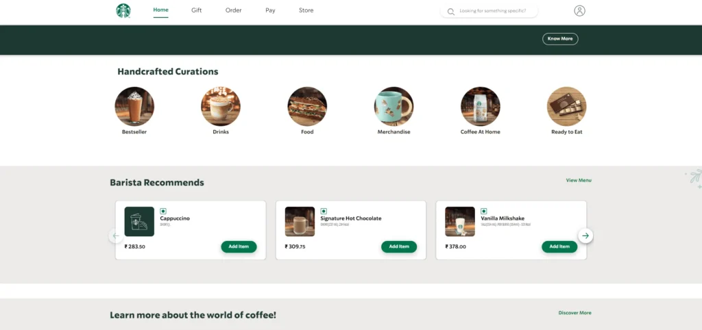 Starbucks Website Design