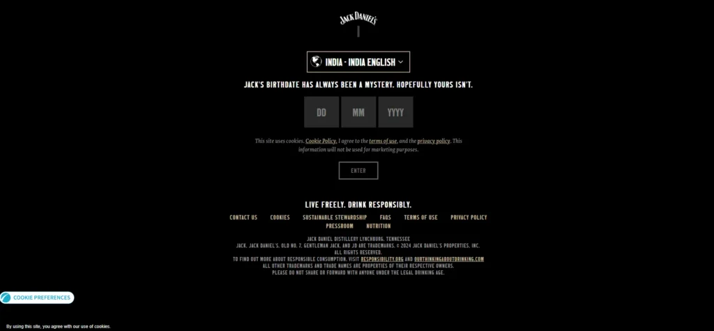 jack daniels website design